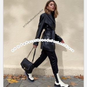 ZARA LEATHER BELT BUTTON DOWN OVERSIZE SHIRT DRESS